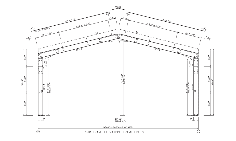 24x30x10 Sized Steel Building Plans 24x30x10 Steel Building Plans