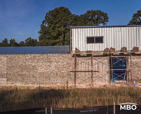 Metal Building with Brick