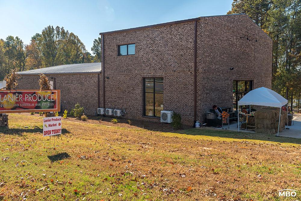 lanier-produce custom brick exterior for this metal building