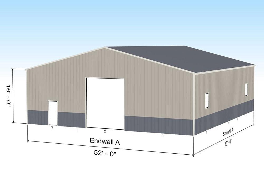 52x60x16 Metal Building Kit 52x60x16 Metal Building Kit