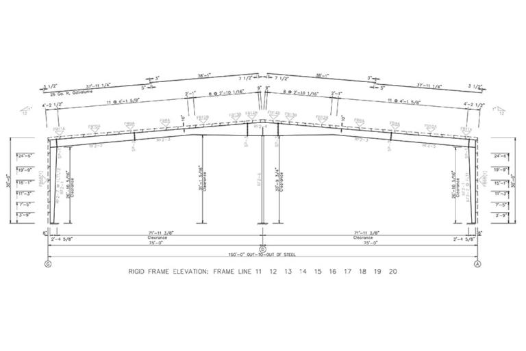 150x520x30 Used Metal Building for Sale in Virginia
