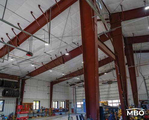 metal-building-interior flange bracing and insulation