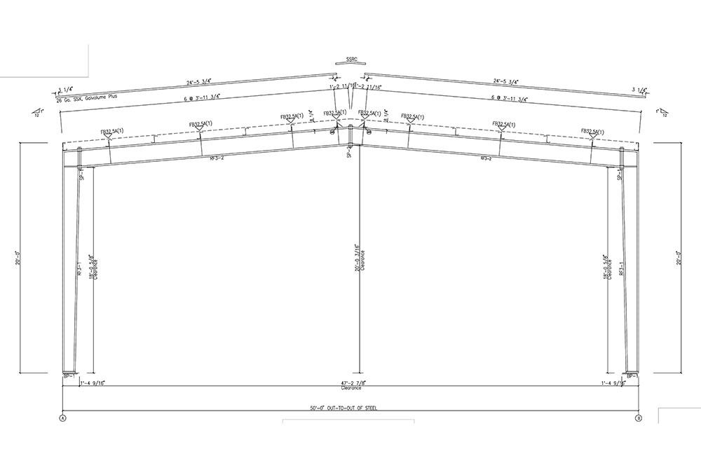 50×150 Roof-Only Metal Building 50x150 Metal Building