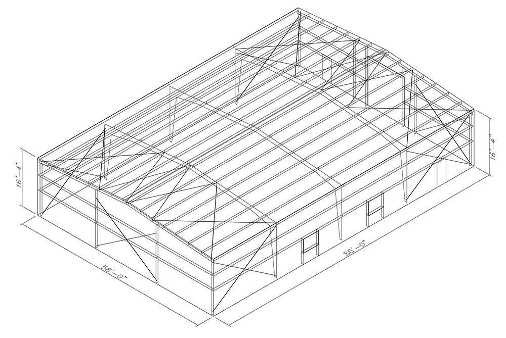 58x86x16 Metal Building Kit