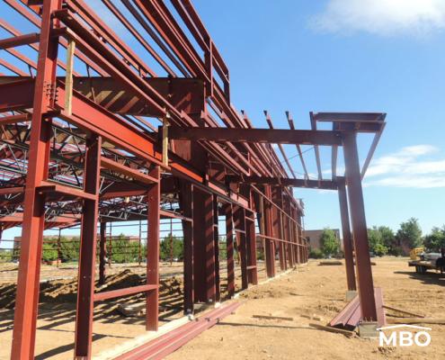 Red Framing of Building Red Building Frame
