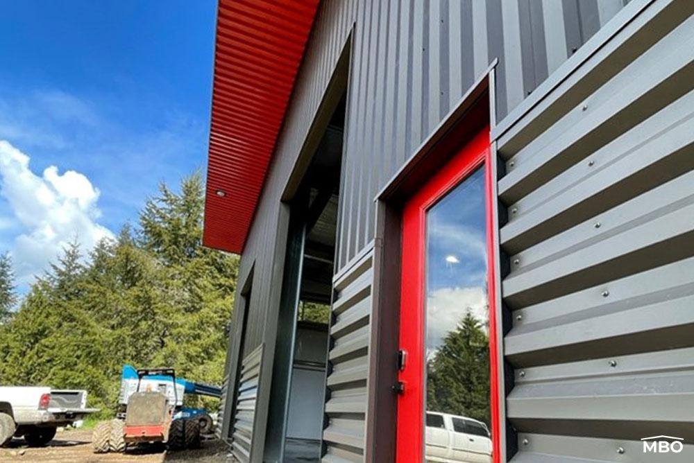 cold-formed-garage cold formed garage with a red door