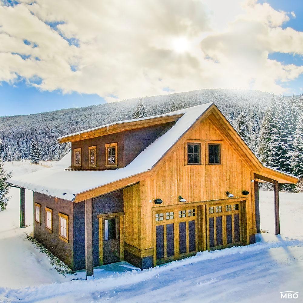 wood and rusted steel sided barndominium in Breckenridge, Colorado