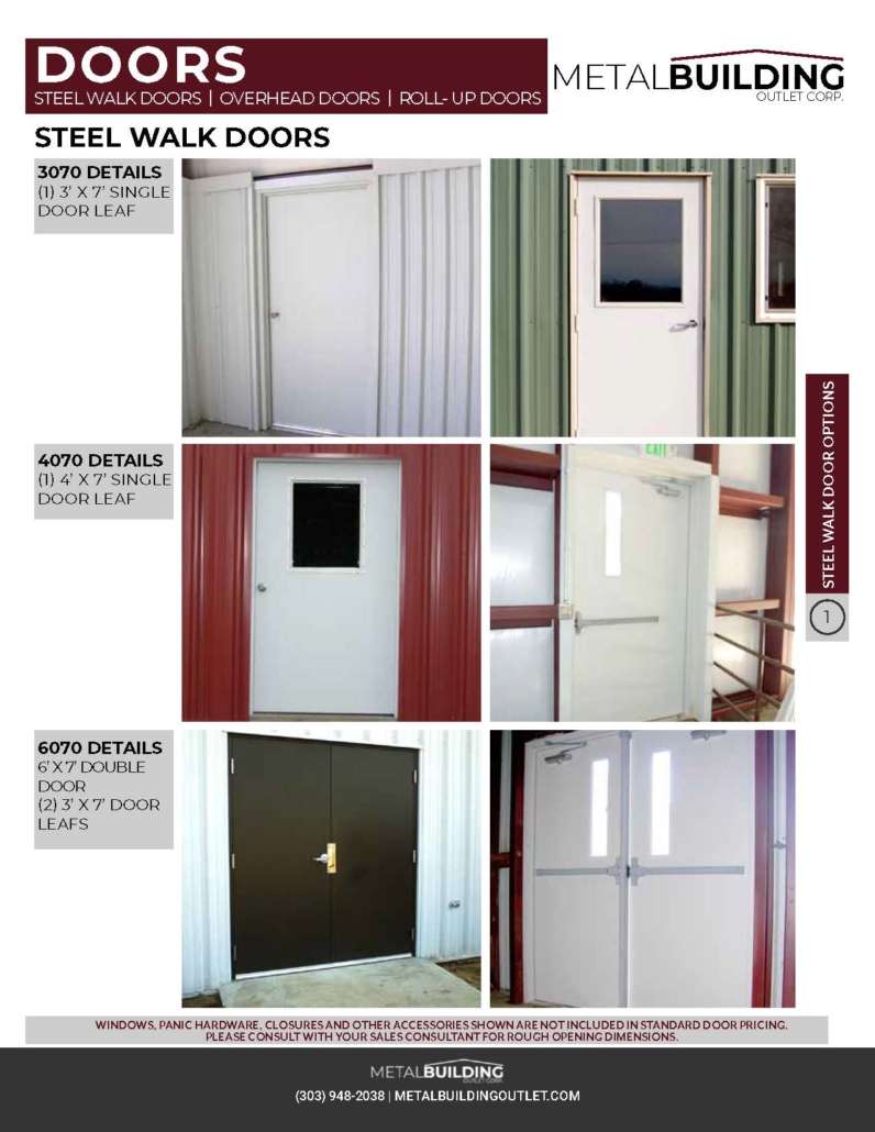 metal building door brochure, we offer many style of metal building doors to fit your building needs