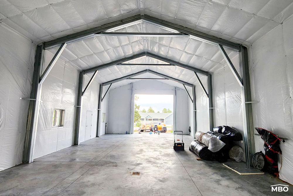 garage-elizabrth-co insulated interior of a cold form gable roof garage