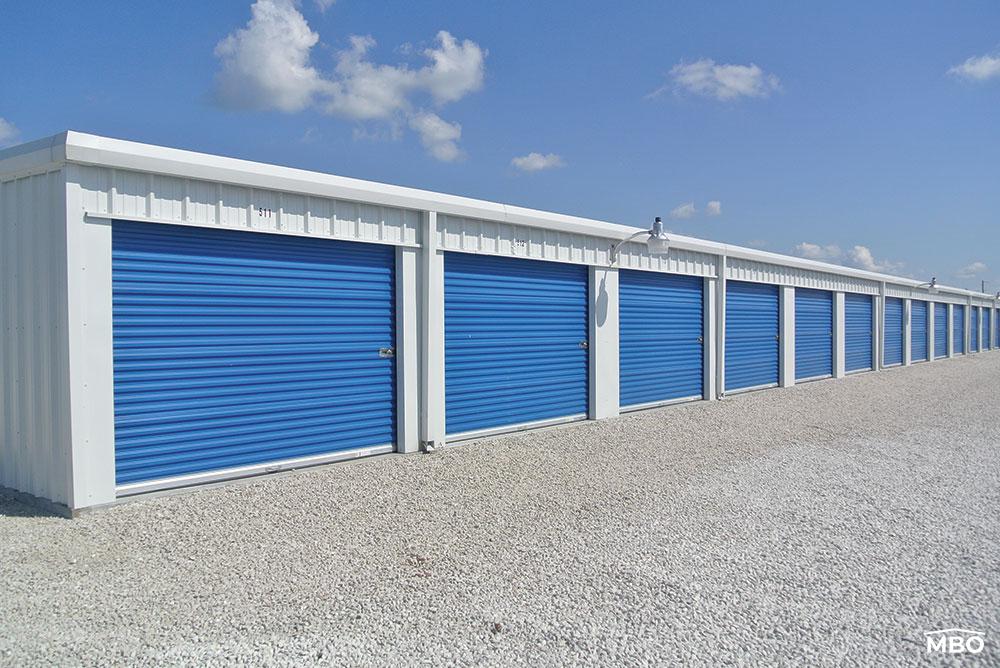 Steel-Mini-Storage-Buildings White Mini Storage Buildings with Blue Doors