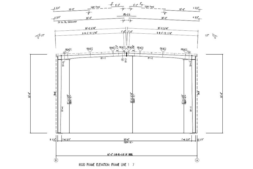 CA1807-1 Wire Frame Plans for a Roof Only Metal Building