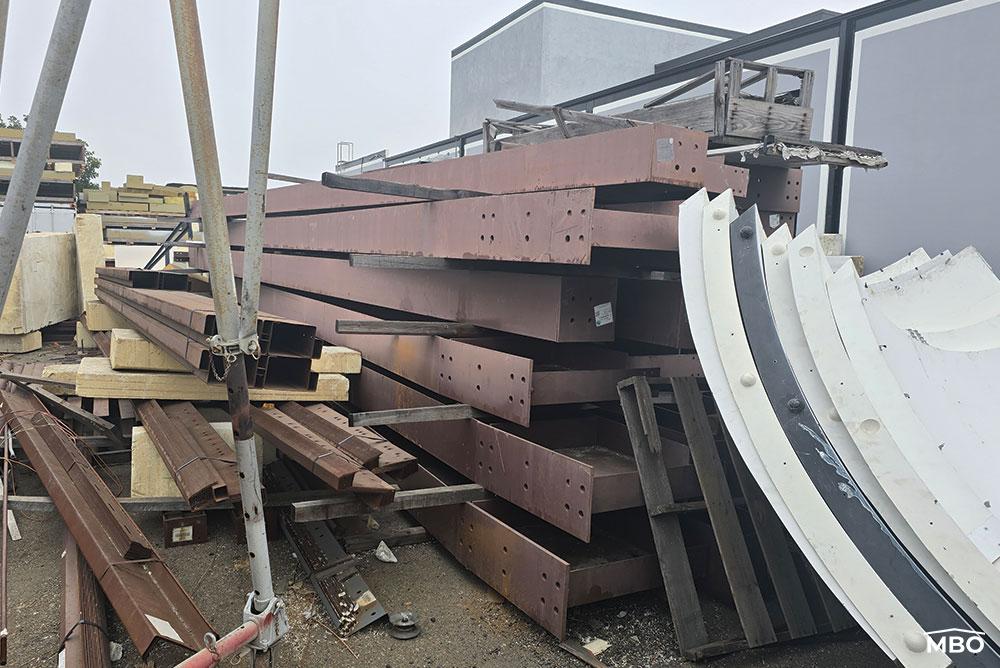 CA1807 Red Iron Steel Stacked on Pallets